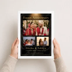 wedding anniversary black gold crown heart premium photo frame 02 white 3