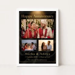 wedding anniversary black gold crown heart premium photo frame 02 white main