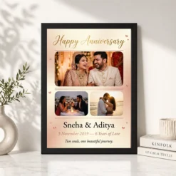 wedding anniversary black gold luxury elegant couple photo frame 01 black 4