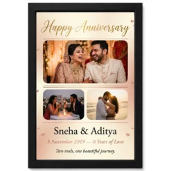 Wedding Anniversary Black Gold Luxury Elegant Couple Photo Frame