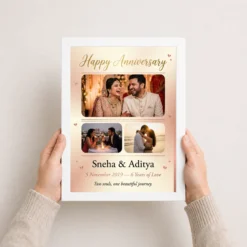 wedding anniversary black gold luxury elegant couple photo frame 01 white 3