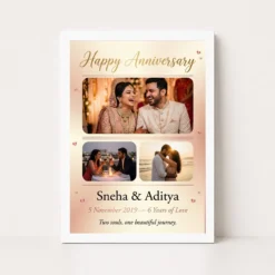 wedding anniversary black gold luxury elegant couple photo frame 01 white main