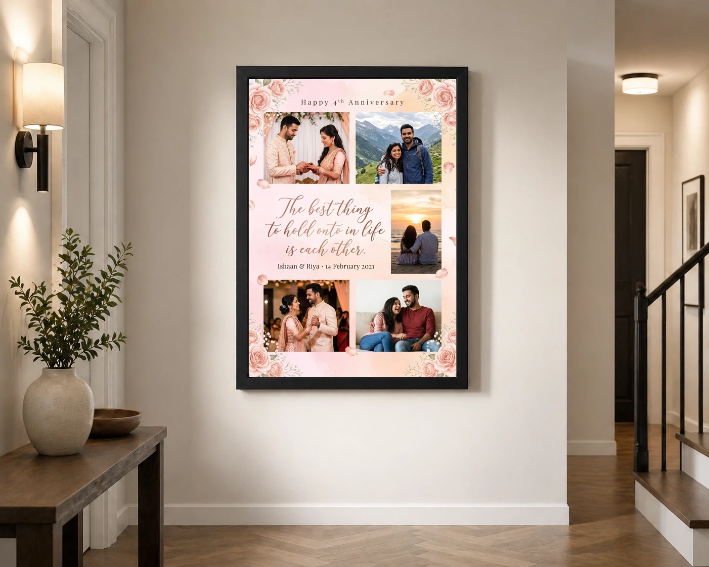 Wedding Anniversary Pastel Pink Love Quote Floral Romantic Photo Frame 2 Wedding Anniversary Pastel Pink Love Quote Floral Romantic Photo Frame - Image 2