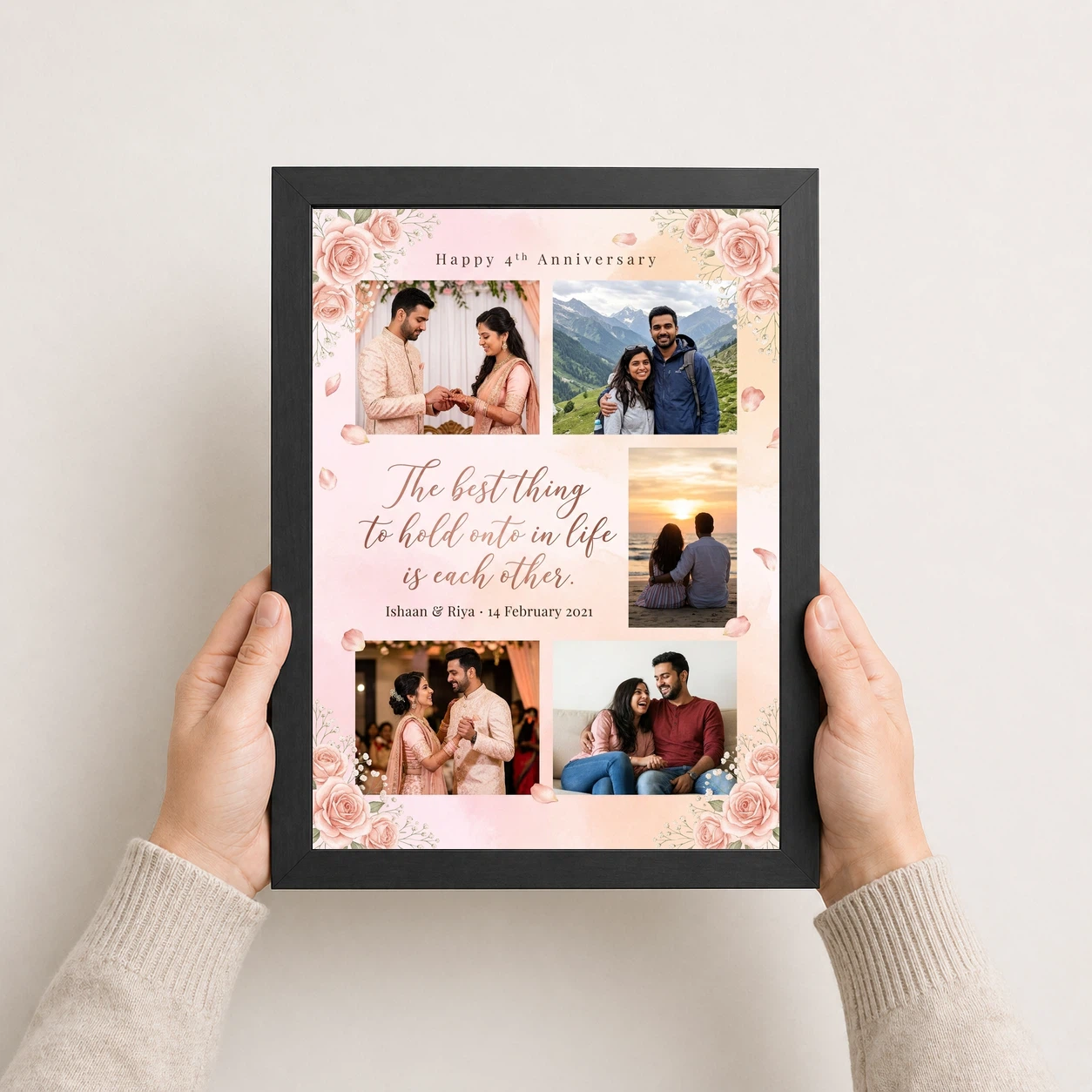 Wedding Anniversary Pastel Pink Love Quote Floral Romantic Photo Frame 3 Wedding Anniversary Pastel Pink Love Quote Floral Romantic Photo Frame - Image 3