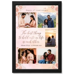 Wedding Anniversary Pastel Pink Love Quote Floral Romantic Photo Frame