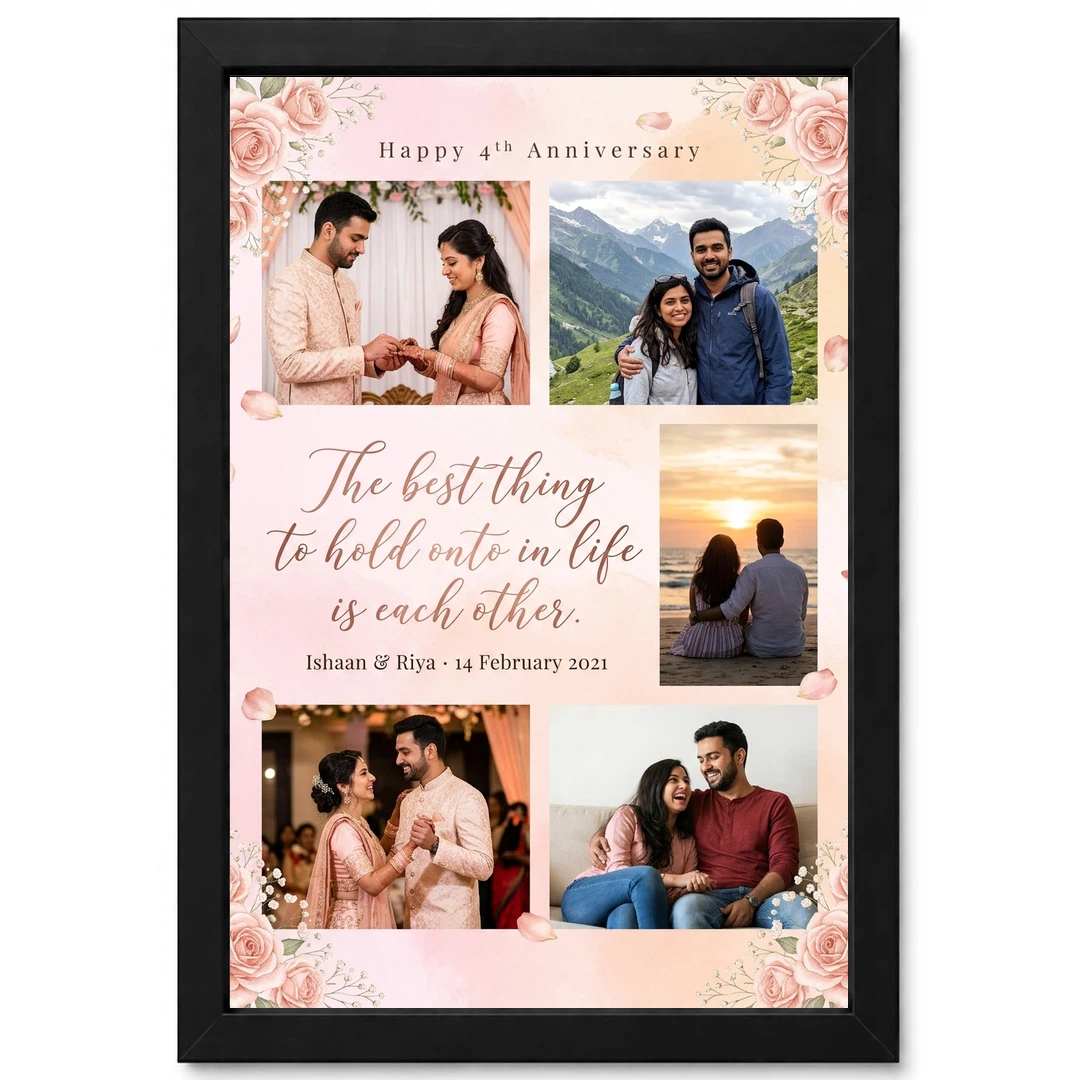 Wedding Anniversary Pastel Pink Love Quote Floral Romantic Photo Frame 1 Wedding Anniversary Pastel Pink Love Quote Floral Romantic Photo Frame