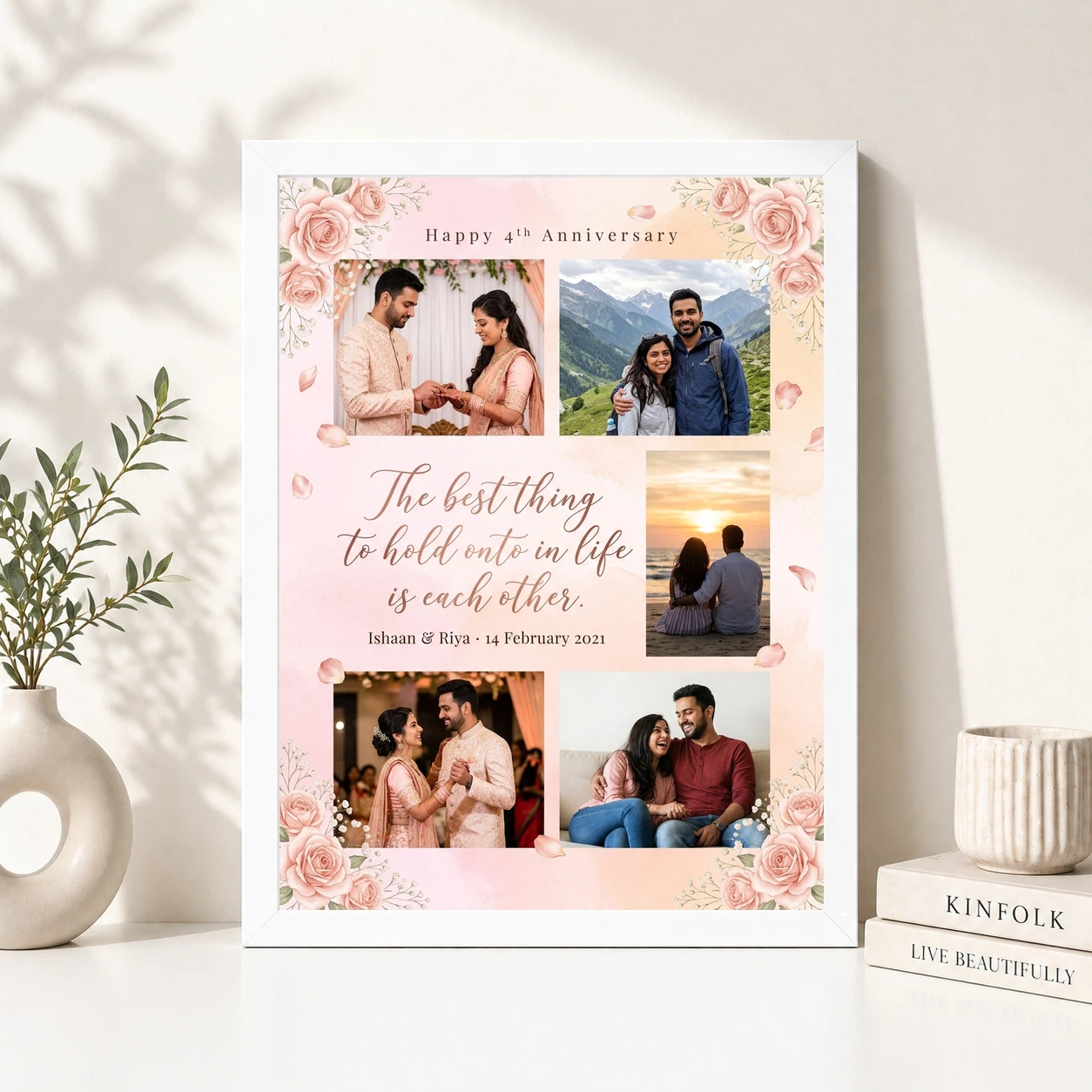 Wedding Anniversary Pastel Pink Love Quote Floral Romantic Photo Frame 8 Wedding Anniversary Pastel Pink Love Quote Floral Romantic Photo Frame - Image 8