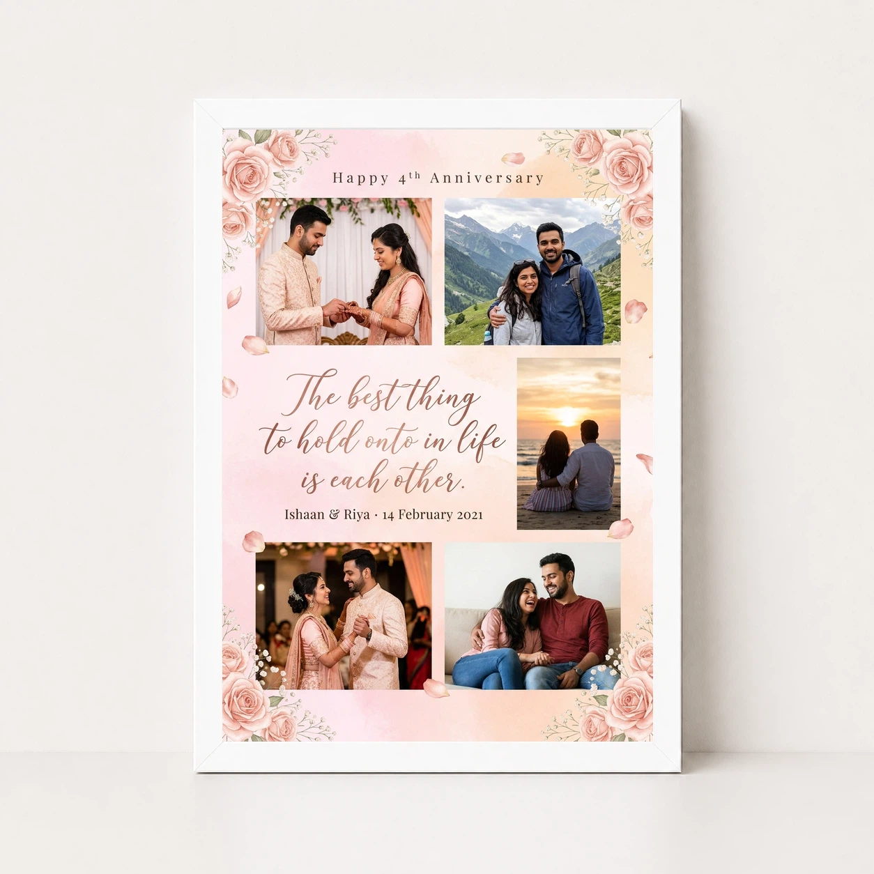 Wedding Anniversary Pastel Pink Love Quote Floral Romantic Photo Frame 5 Wedding Anniversary Pastel Pink Love Quote Floral Romantic Photo Frame - Image 5