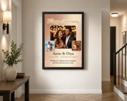Alternative view of Wedding Anniversary Personalized Wishes Name Classic Gold Photo Frame