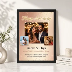 wedding anniversary personalized wishes name classic gold photo frame 01 black 4