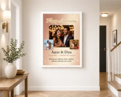 wedding anniversary personalized wishes name classic gold photo frame 01 white 2
