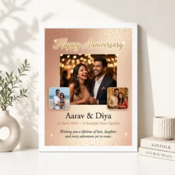 wedding anniversary personalized wishes name classic gold photo frame 01 white 4