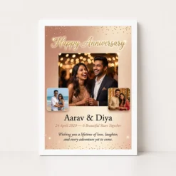wedding anniversary personalized wishes name classic gold photo frame 01 white main