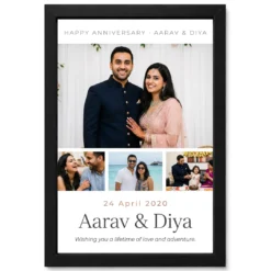 Wedding Anniversary Personalized Wishes Name Heart Gold Photo Frame