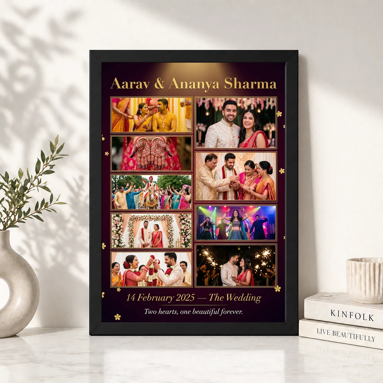 Wedding Photo Collage Frame Pastel Rose Elegant Couple Photo Frame 4 Wedding Photo Collage Frame Pastel Rose Elegant Couple Photo Frame - Image 4