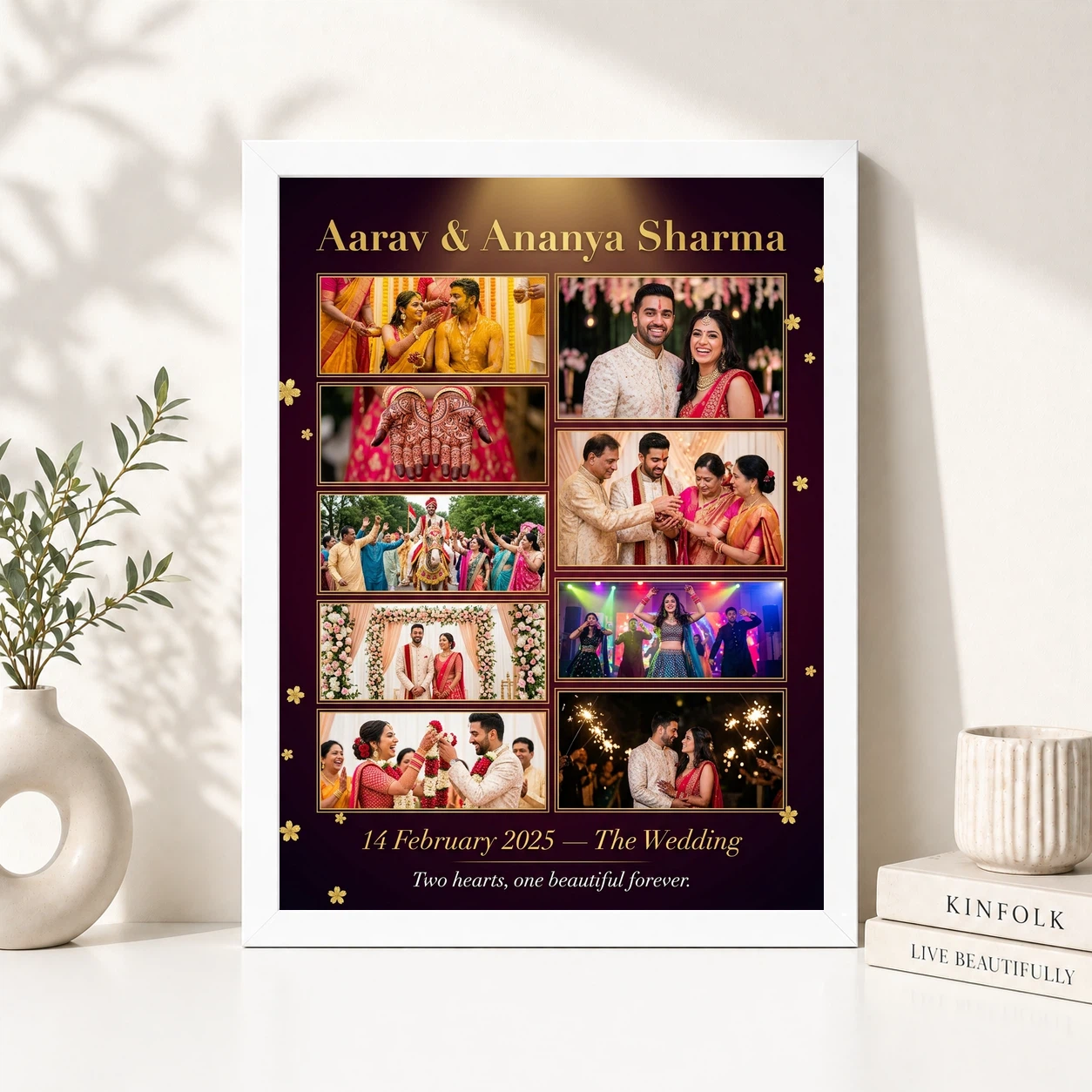 Wedding Photo Collage Frame Pastel Rose Elegant Couple Photo Frame 8 Wedding Photo Collage Frame Pastel Rose Elegant Couple Photo Frame - Image 8
