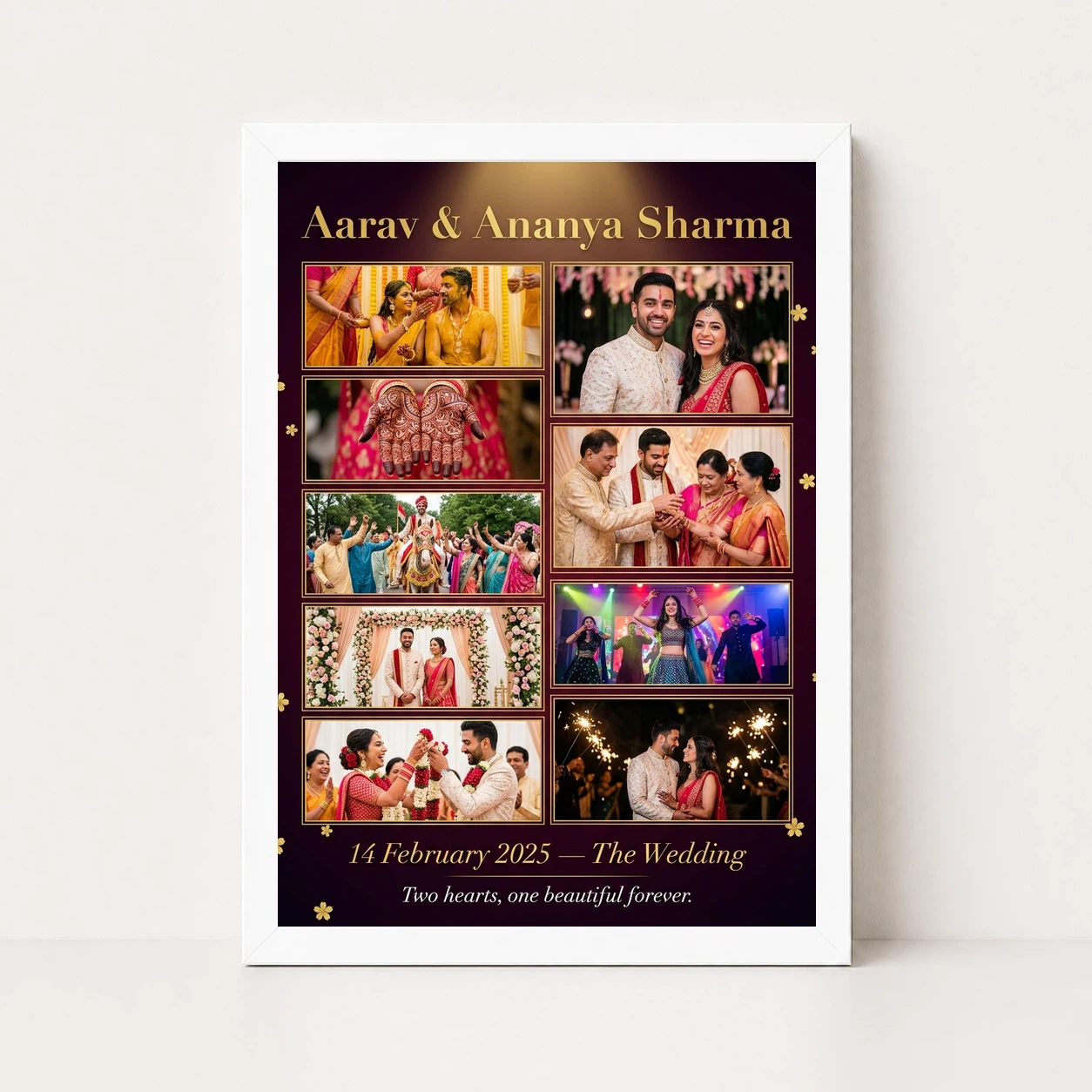 Wedding Photo Collage Frame Pastel Rose Elegant Couple Photo Frame 5 Wedding Photo Collage Frame Pastel Rose Elegant Couple Photo Frame - Image 5