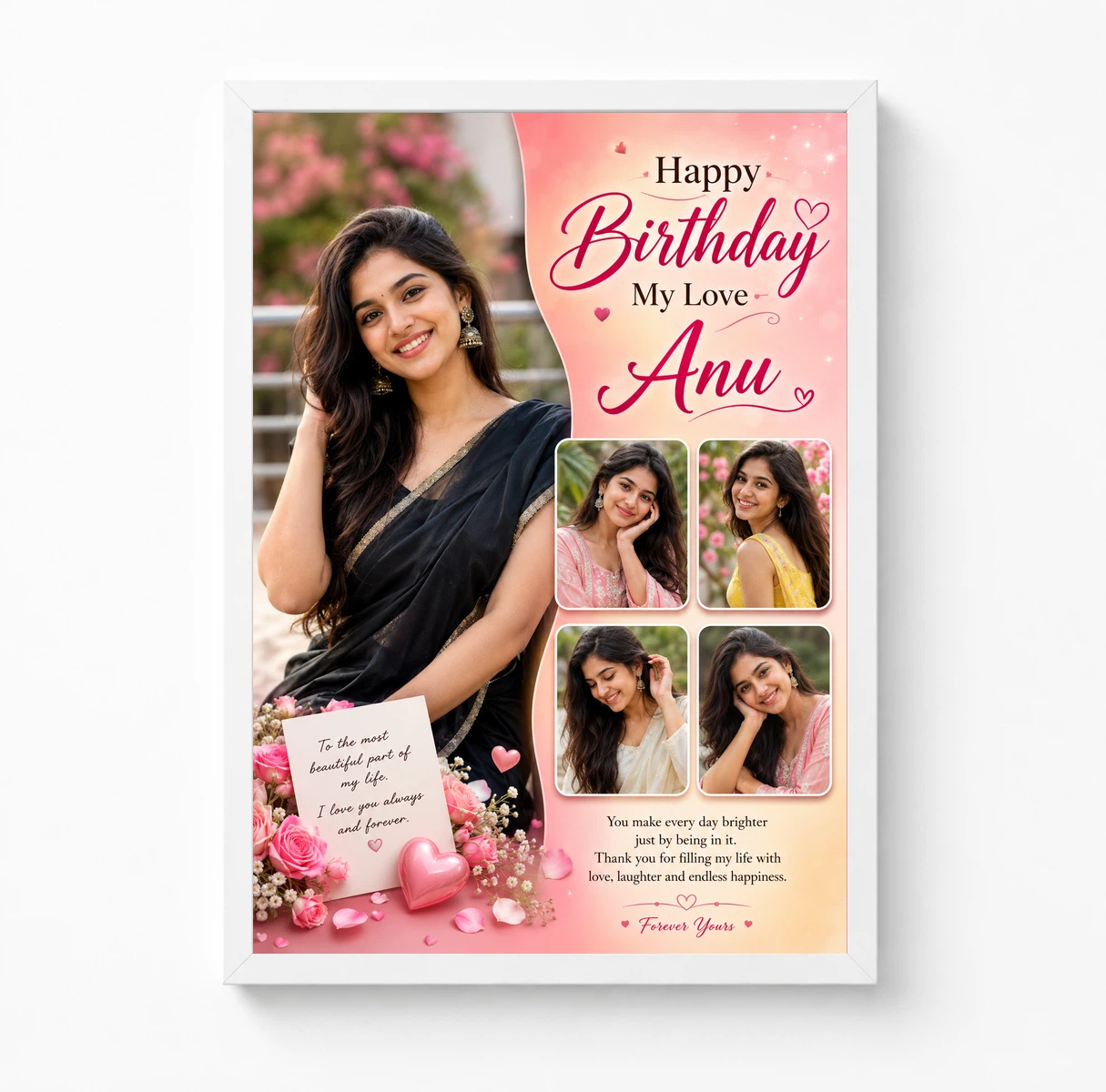 Wife Birthday Collage Photo Frame Romantic Style 3 Wife Birthday Collage Photo Frame Romantic Style - Image 3