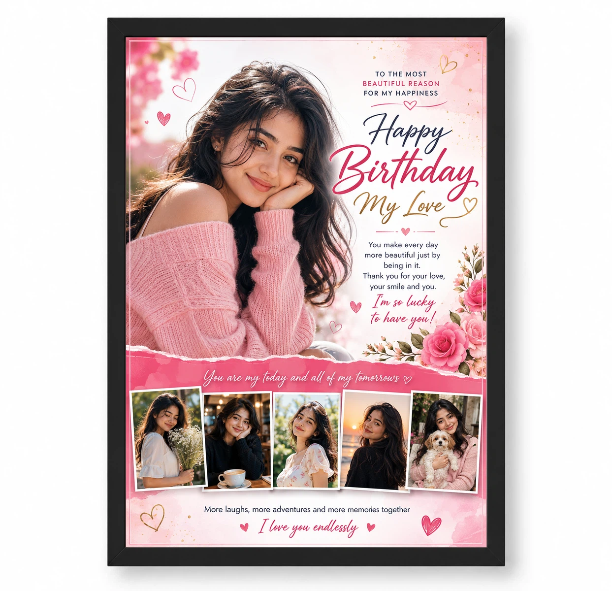 Wife Birthday Photo Frame Floral Romantic Personalised Gift 1 Wife Birthday Photo Frame Floral Romantic Personalised Gift