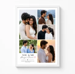 you and me always forever five photo couple frame white main