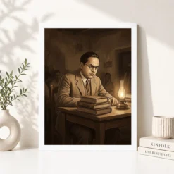young ambedkar studying determination historical illustration 06 white 4