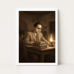 young ambedkar studying determination historical illustration 06 white main
