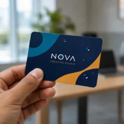 Custom PVC Business & Visiting Card Printing | ₹99 9 Water-resistant PVC visiting card held at wallet size