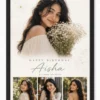 Premium floral romantic personalized birthday photo frame for girlfriend in black frame