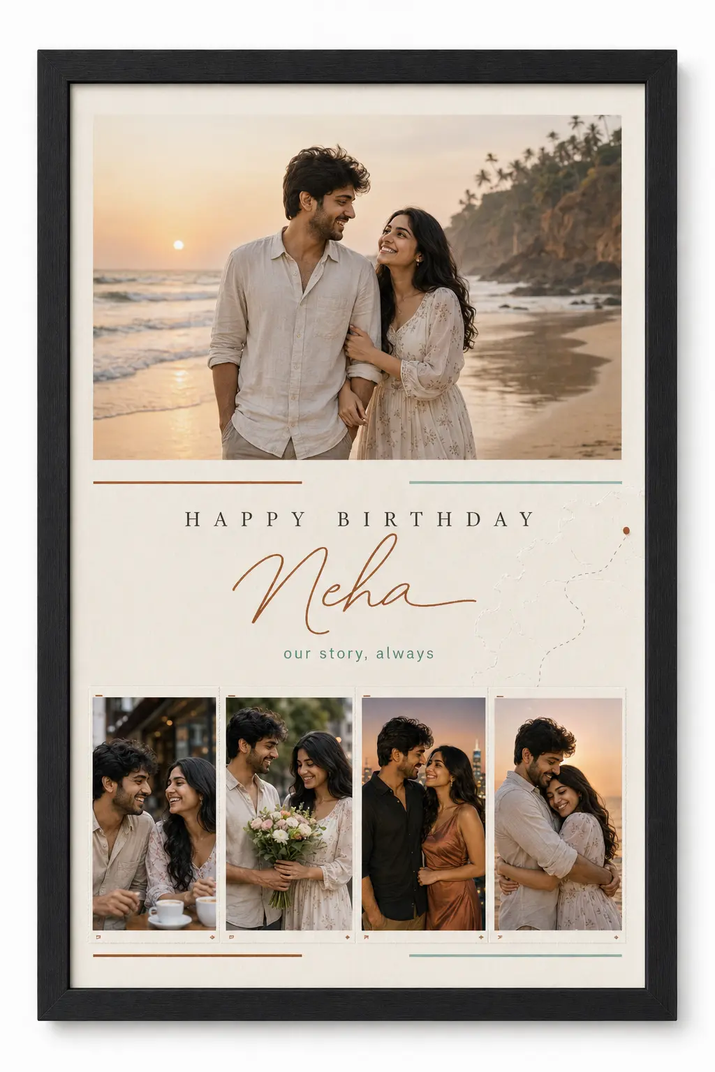 Girlfriend Birthday Photo Frame Personalised Couple Memory 1 Personalized couple memory birthday photo frame for girlfriend in black frame