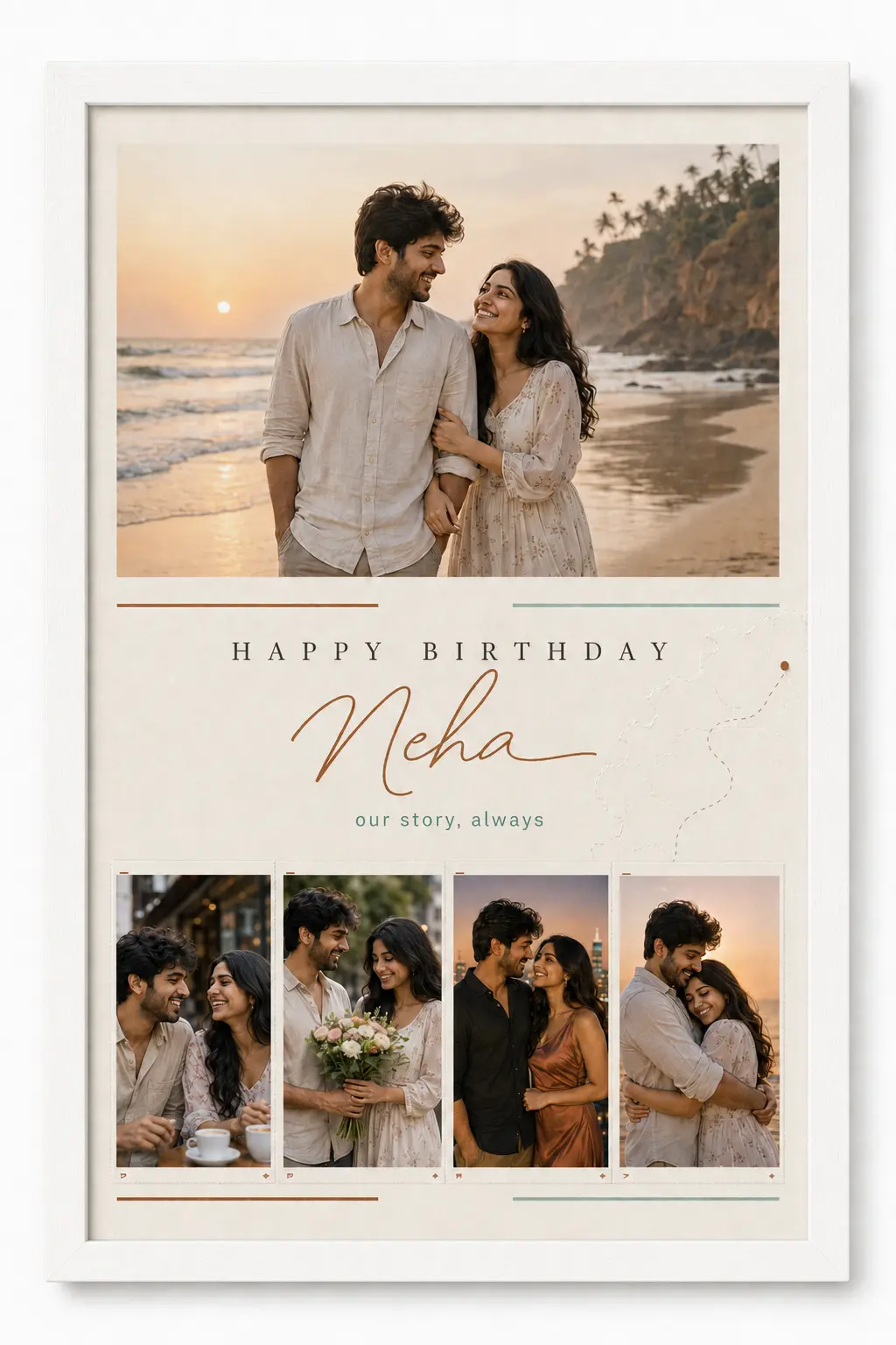 Girlfriend Birthday Photo Frame Personalised Couple Memory 2 Personalized couple memory birthday photo frame for girlfriend in white frame