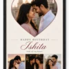 Personalized romantic heart birthday photo frame for girlfriend in black frame