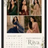 Personalized January Floral Birthday Calendar Photo Frame 4 Personalized January floral birthday calendar photo frame in black frame