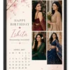 Personalized Pink Blossom Birthday Calendar Collage Frame 5 Personalized pink blossom birthday calendar photo frame in black frame