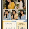 Personalized Cute June Birthday Photo Collage Frame 4 Personalized cute June birthday calendar photo collage frame in black frame
