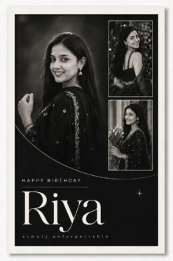 Personalized minimal portrait birthday photo frame for her in white frame