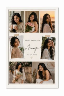 Personalized trendy Instagram aesthetic birthday collage for girlfriend in white frame