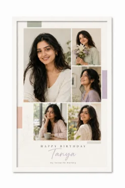 Personalized light pastel birthday photo frame for girlfriend in white frame