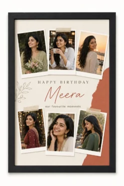 Personalized Polaroid style birthday collage for girlfriend in black frame