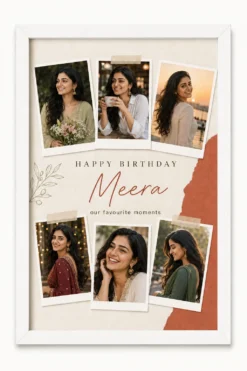 Personalized Polaroid style birthday collage for girlfriend in white frame