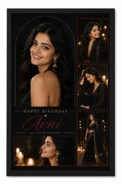 Premium personalized black theme birthday photo frame for girlfriend in black frame