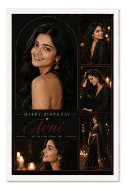 Premium personalized black theme birthday photo frame for girlfriend in white frame