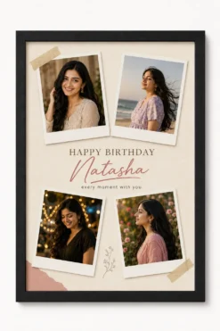 Personalized Polaroid love letter birthday collage for girlfriend in black frame
