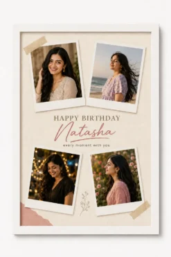 Personalized Polaroid love letter birthday collage for girlfriend in white frame