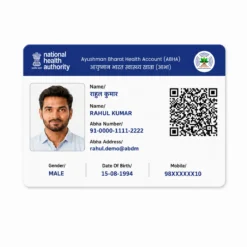ABHA PVC card straight front with fictional Rahul Kumar details