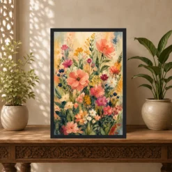 Abstract Vibrant Florals Impressionist Brushwork Garden Art Photo Frame 14 Abstract Vibrant Florals Impressionist Brushwork Garden Art Photo Frame mockup 5