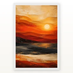 Abstract Sunset Orange Red Gold Layers Expressionism Art Photo Frame mockup 2