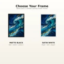 Abstract Ocean Waves Midnight Blue Turquoise Flowing Art Photo Frame mockup 7