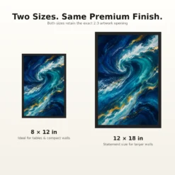 Abstract Ocean Waves Midnight Blue Turquoise Flowing Art Photo Frame mockup 8