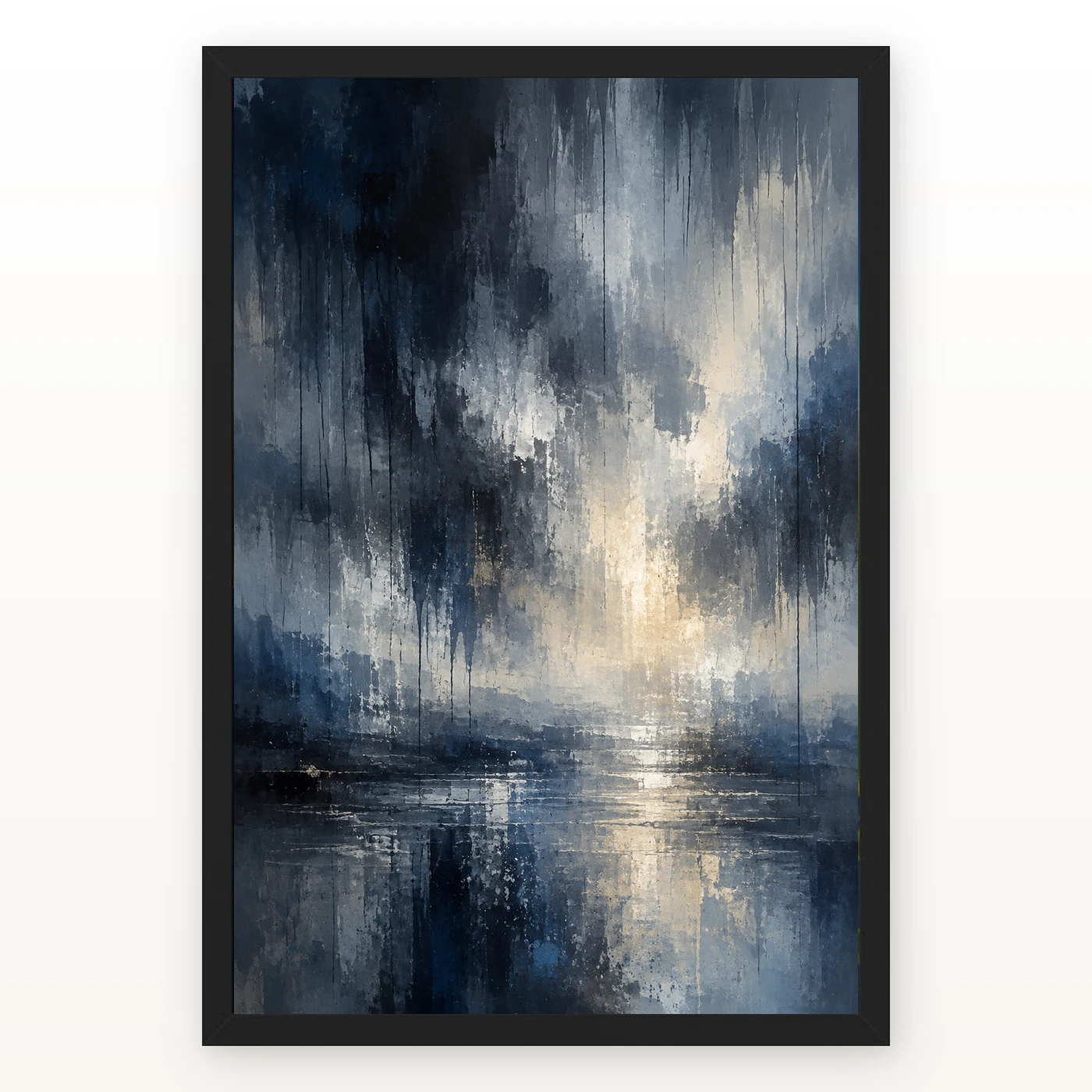Abstract Monsoon Dark Blues Greys Silver Rain Storm Art Photo Frame 1 Abstract Monsoon Dark Blues Greys Silver Rain Storm Art Photo Frame mockup 1
