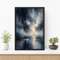 Abstract Monsoon Dark Blues Greys Silver Rain Storm Art Photo Frame 12 Abstract Monsoon Dark Blues Greys Silver Rain Storm Art Photo Frame mockup 3